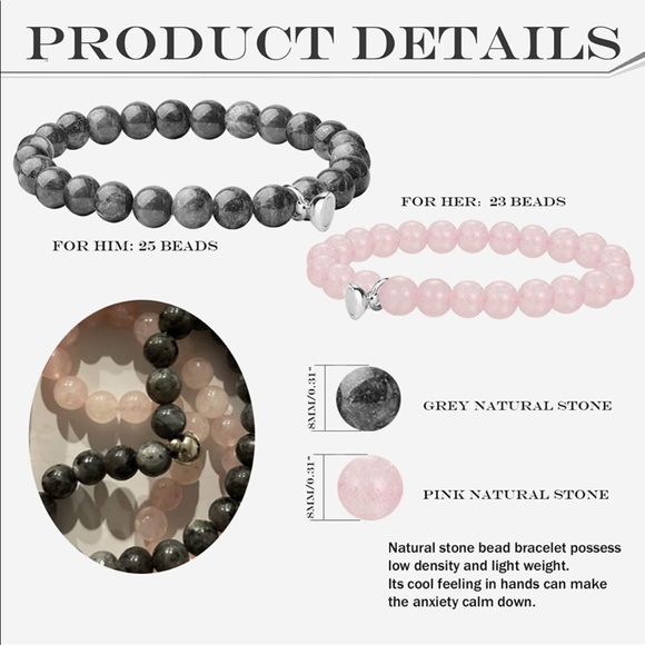 Friendship Bracelets & Heart Necklaces Magnetic EIELO 4Pcs - Picture 7 of 15